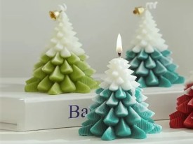 Molde silicona arbol navidad hojas rayadas grandes 